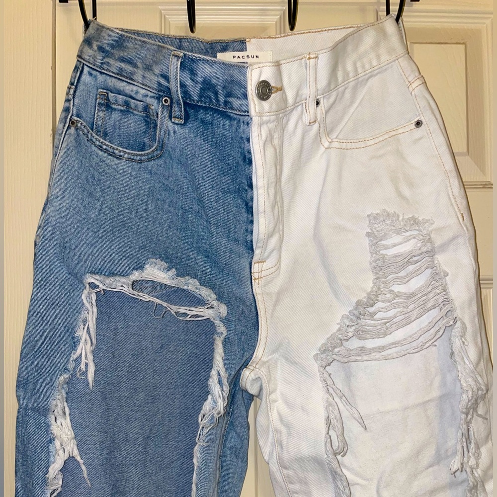 PacSun Blue and White Two-Tone Women's Jeans
